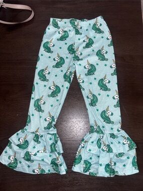 Amazon Light Blue Unicorn Ruffle Hem Leggings